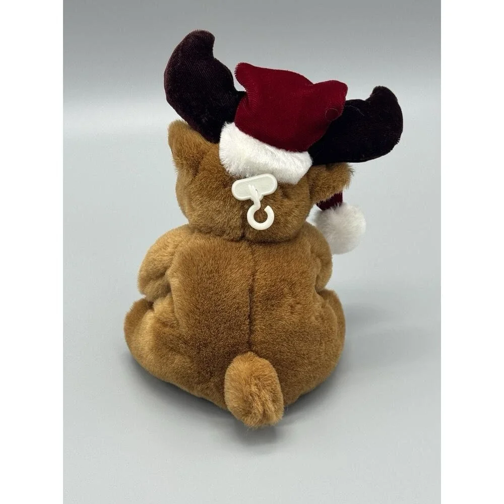Plush Reindeer Moose In Santa Hat W/ Gift 6